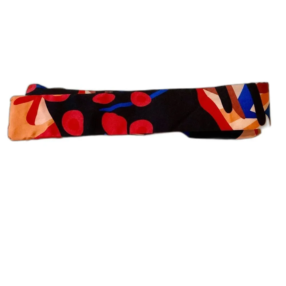 ABSTRACT FLORAL Reversible Modern D Ring Fabric Belt Womens 34 x 1.5 inches